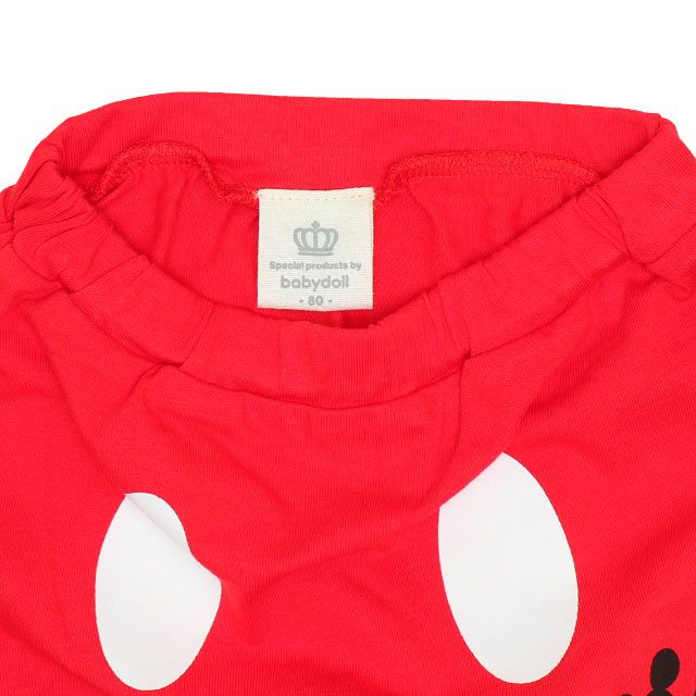 【ベビードール】ミッキー なりきるショートモンキーパンツ 8292B / ベビーサイズ 赤ちゃん ベビー服 ボトムス ショートパンツ 短パン 半ズボン ゆったり 楽ちん ウエスト総ゴム ゴム穴付 天竺素材 仮装 コスチューム コスプレ