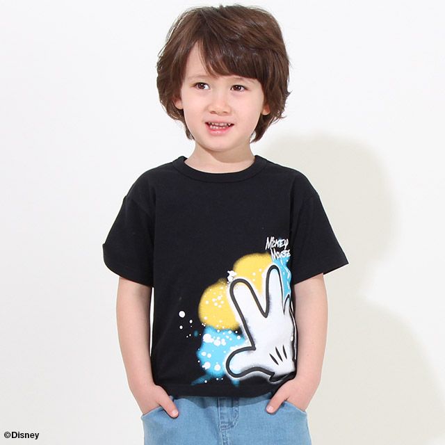 【ベビードール】ミッキー アイコンペイントTシャツ 親子お揃い 8294K