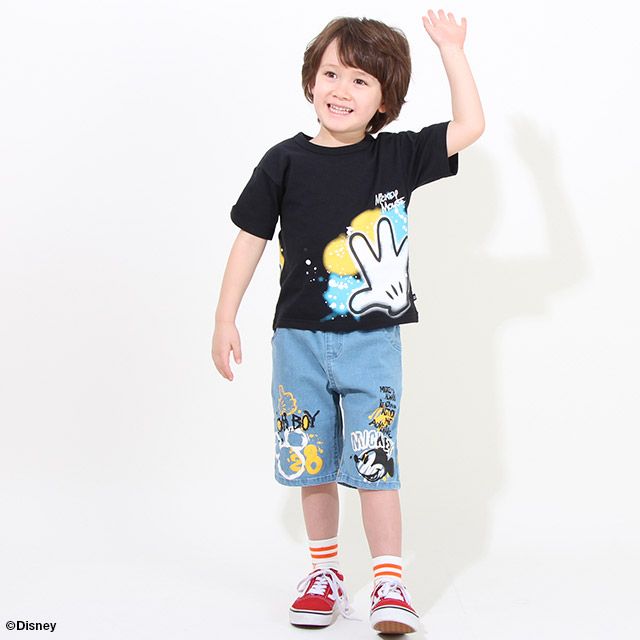 【ベビードール】ミッキー アイコンペイントTシャツ 親子お揃い 8294K