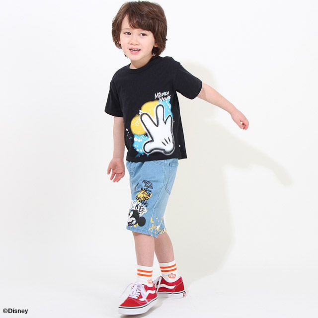 【ベビードール】ミッキー アイコンペイントTシャツ 親子お揃い 8294K