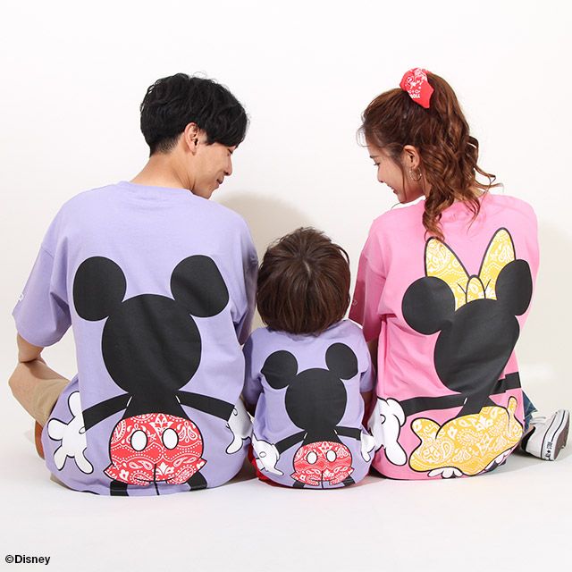 【ベビードール】ミッキー つながるバックデザインTシャツ 親子お揃い 8334K