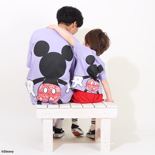 【ベビードール】ミッキー つながるバックデザインTシャツ 親子お揃い 8334K
