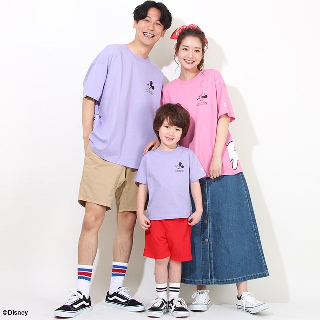 【ベビードール】ミッキー つながるバックデザインTシャツ 親子お揃い 8334K