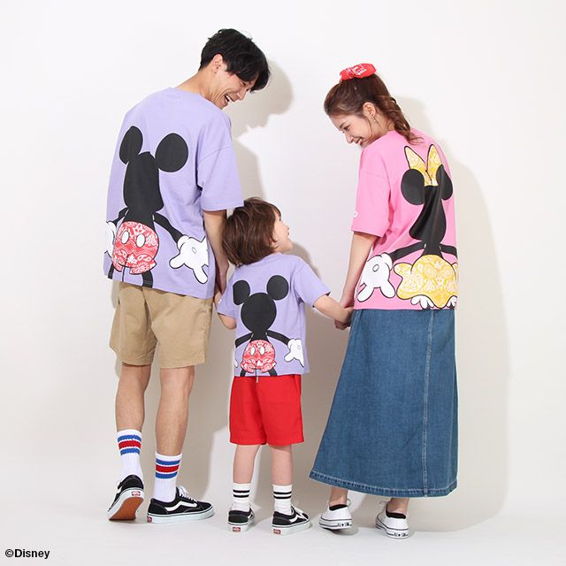 【ベビードール】ミッキー つながるバックデザインTシャツ 親子お揃い 8334K