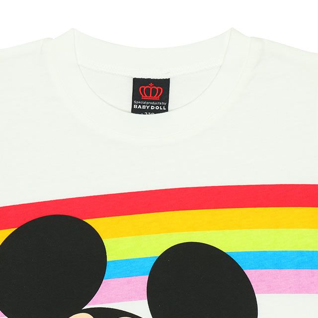 【ベビードール】ミッキー つながるレインボーTシャツ 親子お揃い 8335K
