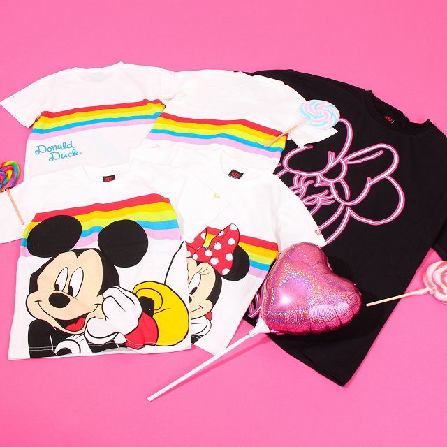 【ベビードール】ミッキー つながるレインボーTシャツ 親子お揃い 8335K