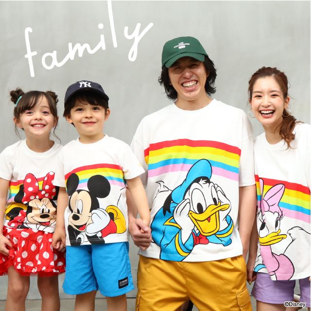 【ベビードール】ミッキー つながるレインボーTシャツ 親子お揃い 8335K