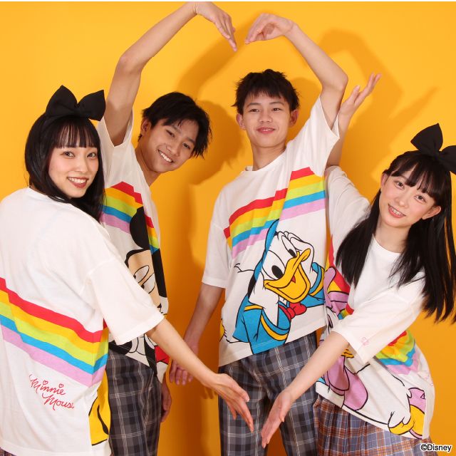 【ベビードール】ミッキー つながるレインボーTシャツ 親子お揃い 8335K