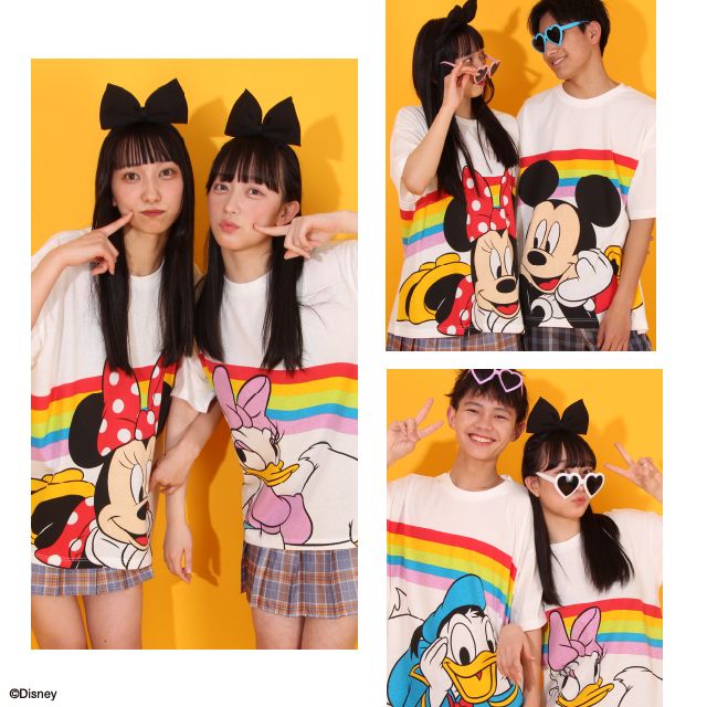 【ベビードール】ミッキー つながるレインボーTシャツ 親子お揃い 8335K