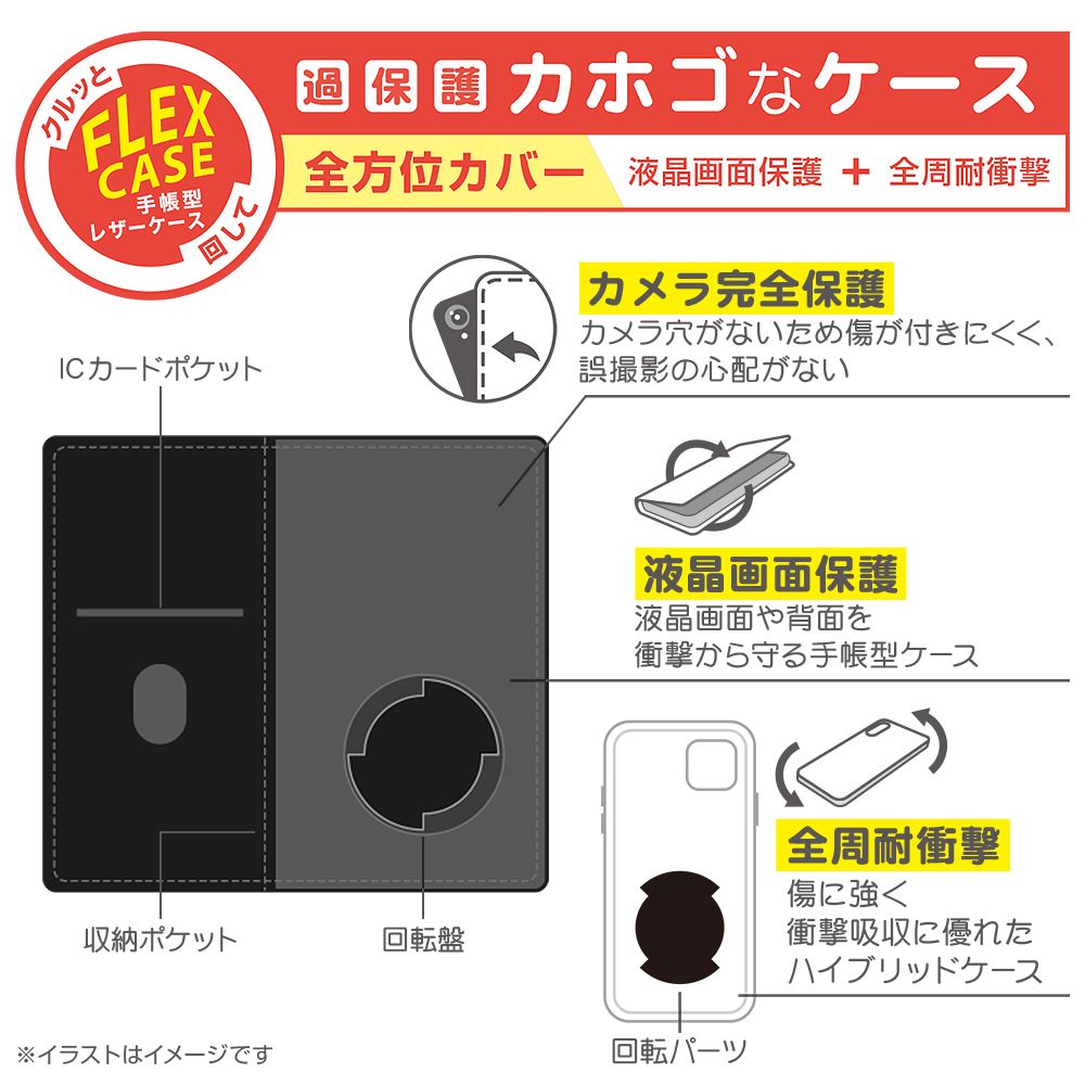 『ディズニーキャラクター』/手帳型 FLEX CASE ホットスタンプ/『ミニーマウス』