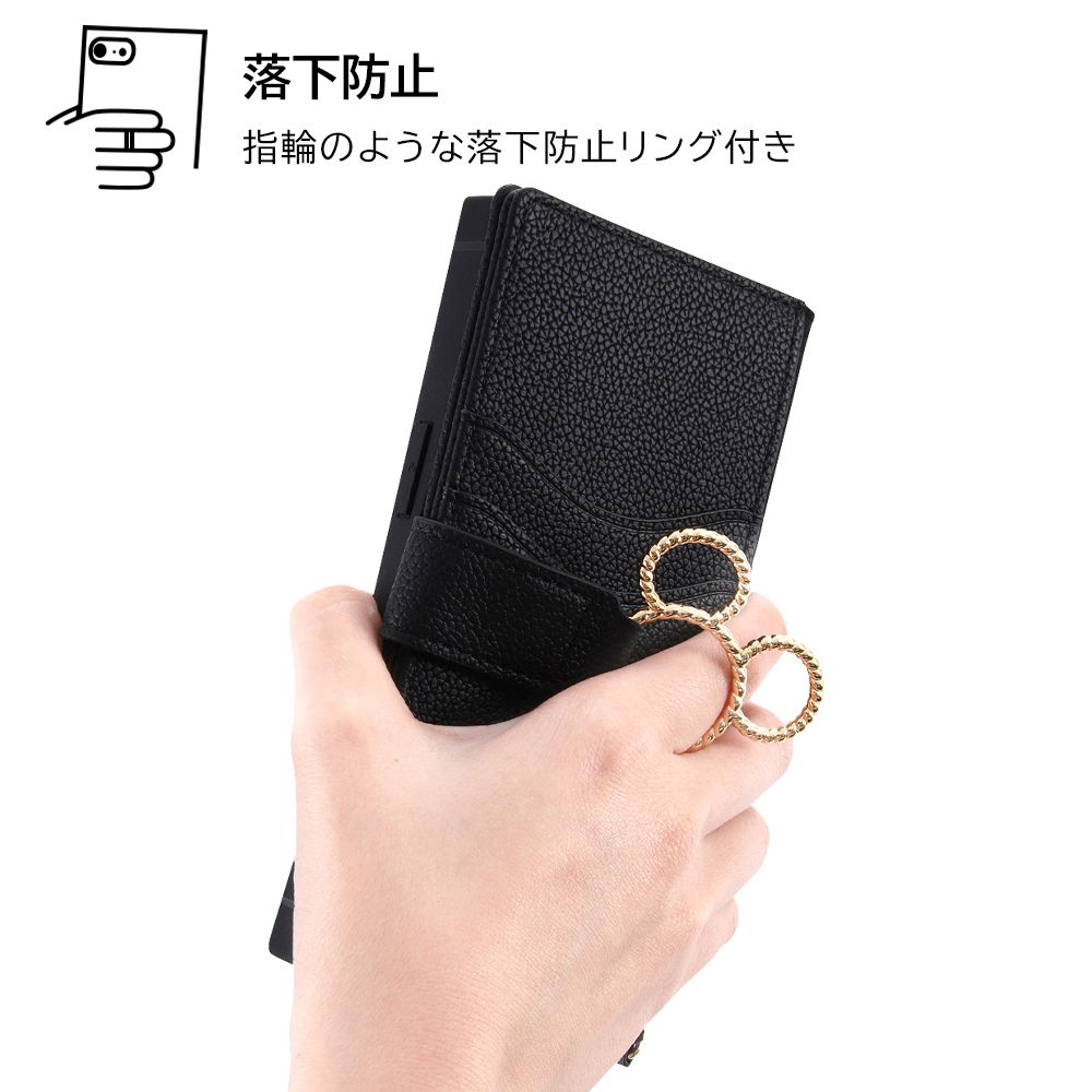 『ディズニーキャラクター』/耐衝撃 手帳型レザーケース KAKU Ring/ミッキー_ミツマル/ベージュ