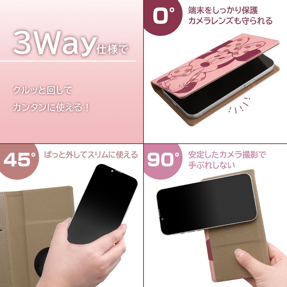 ディズニー ミニーマウスとローズ 汎用ケース FLEX むら染めレザー【受注生産】