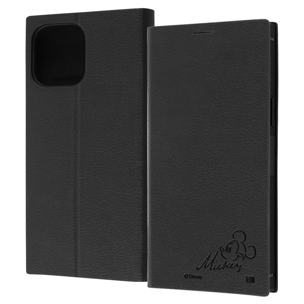 『ディズニーキャラクター』/耐衝撃 手帳型レザーケース  サイドマグネット/ミッキーマウス