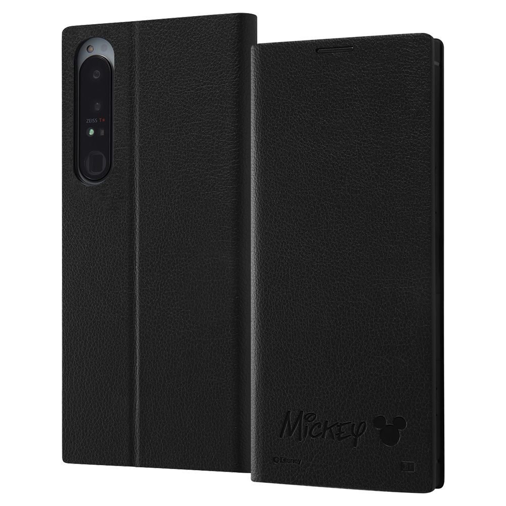 『ディズニーキャラクター』/耐衝撃 手帳型レザーケース  サイドマグネット/ミッキーマウス