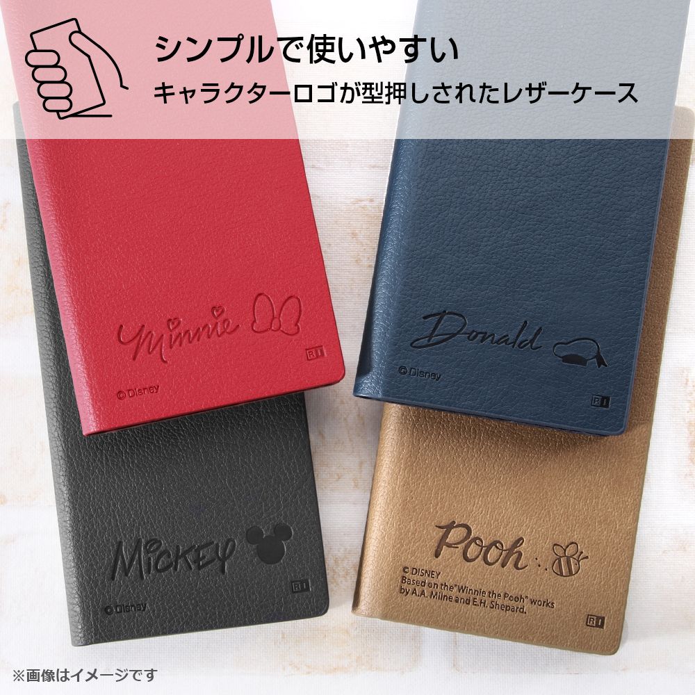 『ディズニーキャラクター』/耐衝撃 手帳型レザーケース  サイドマグネット/ミッキーマウス