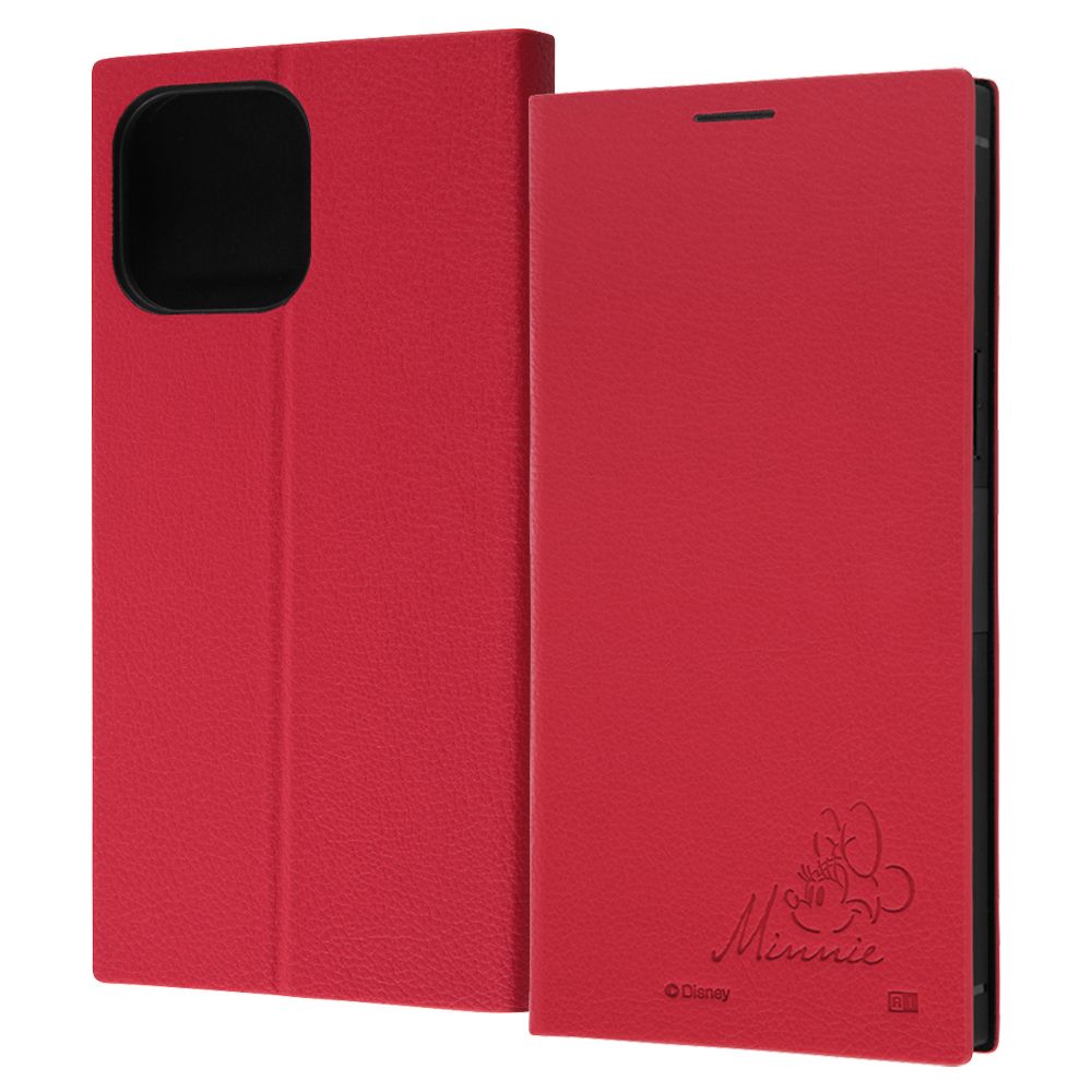 『ディズニーキャラクター』/耐衝撃 手帳型レザーケース  サイドマグネット/ミニーマウス