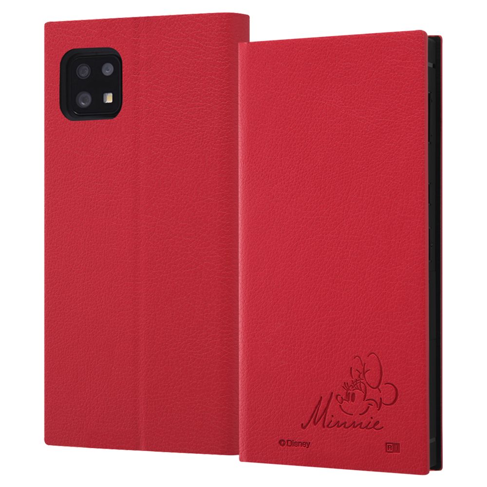 『ディズニーキャラクター』/耐衝撃 手帳型レザーケース  サイドマグネット/ミニーマウス