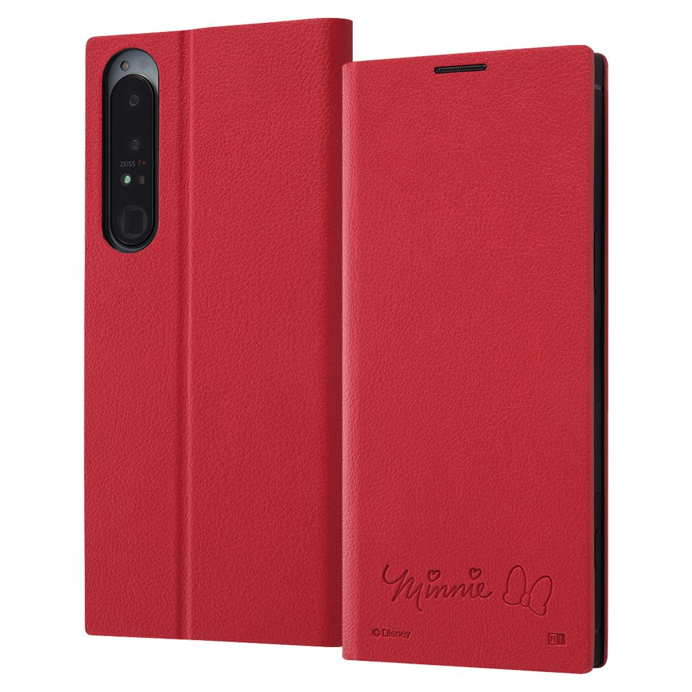 『ディズニーキャラクター』/耐衝撃 手帳型レザーケース  サイドマグネット/ミニーマウス