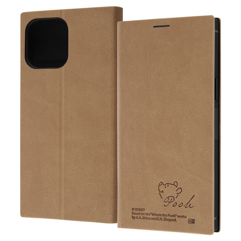 『ディズニーキャラクター』/耐衝撃 手帳型レザーケース  サイドマグネット/プー
