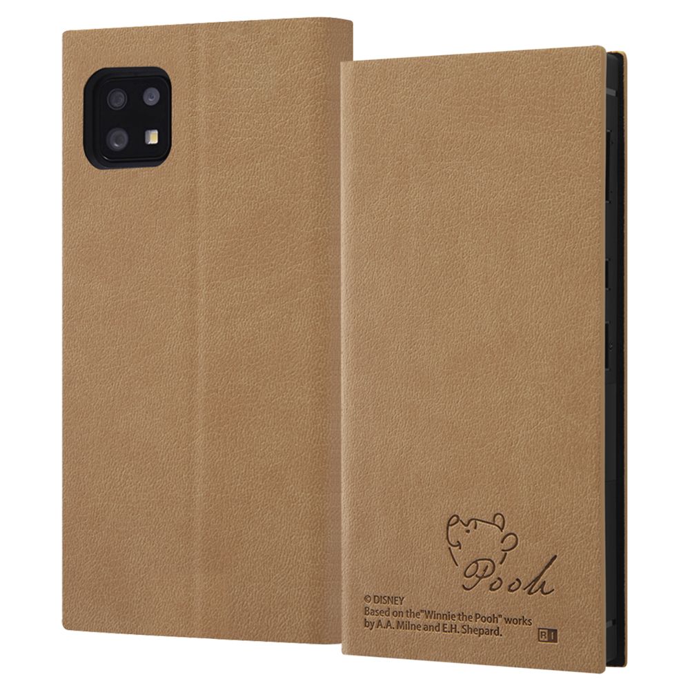 『ディズニーキャラクター』/耐衝撃 手帳型レザーケース  サイドマグネット/プー