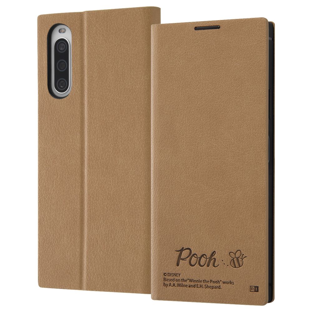 『ディズニーキャラクター』/耐衝撃 手帳型レザーケース  サイドマグネット/プー