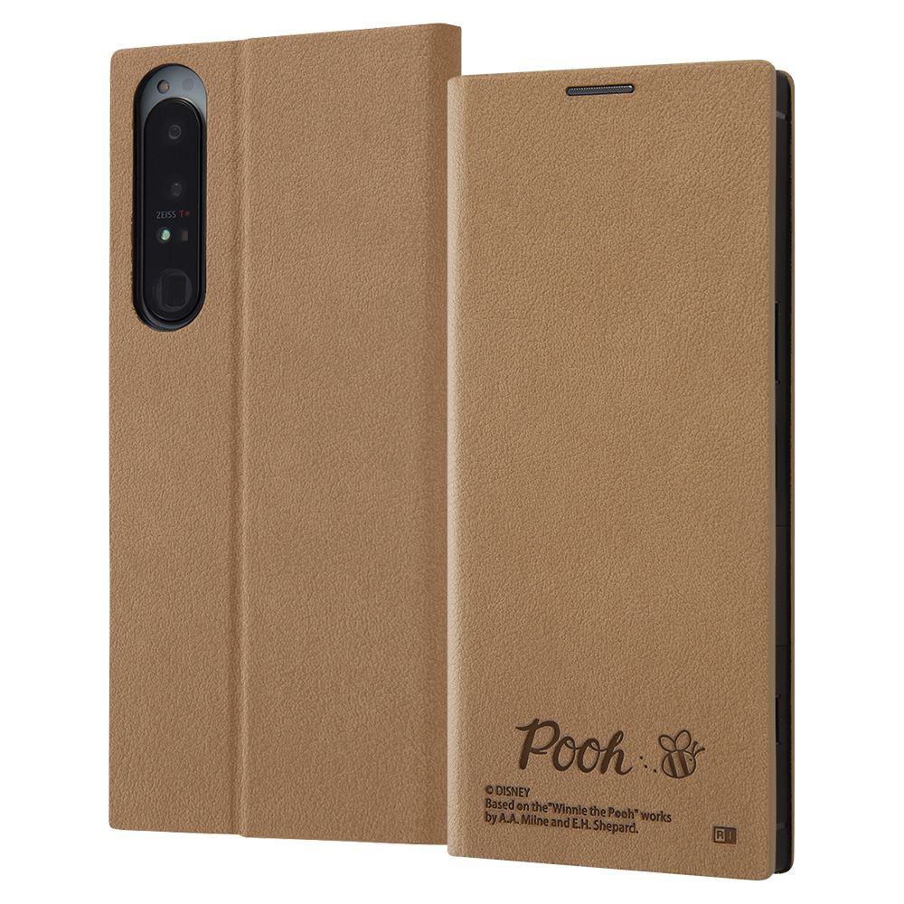 『ディズニーキャラクター』/耐衝撃 手帳型レザーケース  サイドマグネット/プー