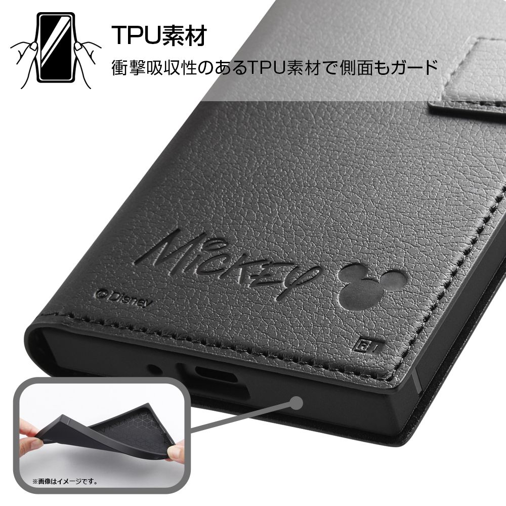 『ディズニーキャラクター』/耐衝撃 手帳型レザーケース/ミッキーマウス