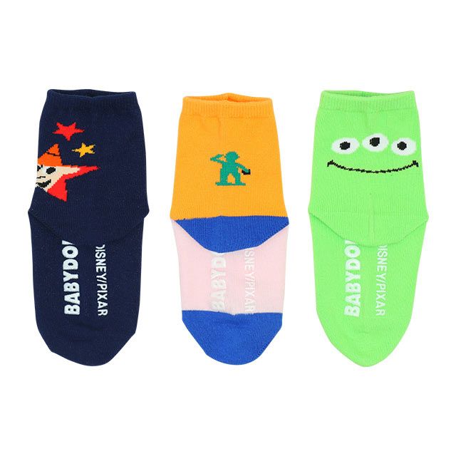 【ベビードール】トイ・ストーリー ソックスセット 8416 / Bセット ウッディ バズ リトルグリーンメン ハム ポテトヘッド ベビーサイズ キッズ くつ下 靴下 3足セット 3足組み 3点セット 10-13cm・13-15cm滑り止め付き