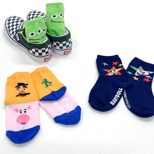 【ベビードール】トイ・ストーリー ソックスセット 8416 / Bセット ウッディ バズ リトルグリーンメン ハム ポテトヘッド ベビーサイズ キッズ くつ下 靴下 3足セット 3足組み 3点セット 10-13cm・13-15cm滑り止め付き