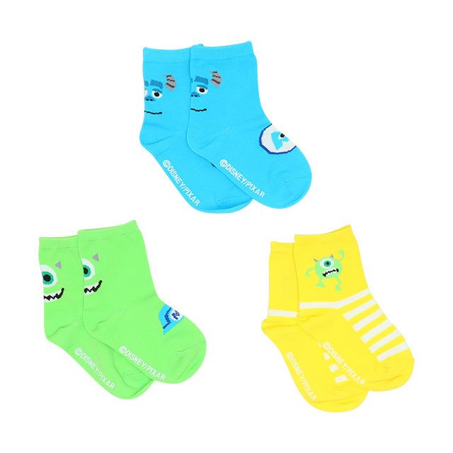 【ベビードール】モンスターズインク ソックスセット 8416 / サリー マイク ベビーサイズ キッズ くつ下 靴下 3足セット 3足組み 3点セット 10-13cm・13-15cm滑り止め付き