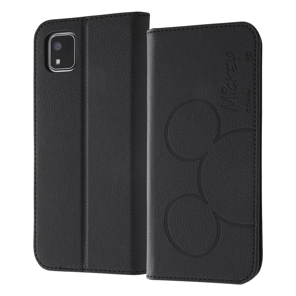 『ディズニーキャラクター』/耐衝撃 手帳型レザーケース シンプル/ミッキーマウス