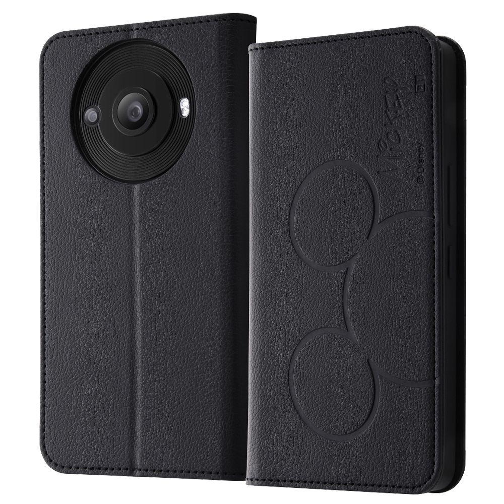 『ディズニーキャラクター』/耐衝撃 手帳型レザーケース シンプル/ミッキーマウス