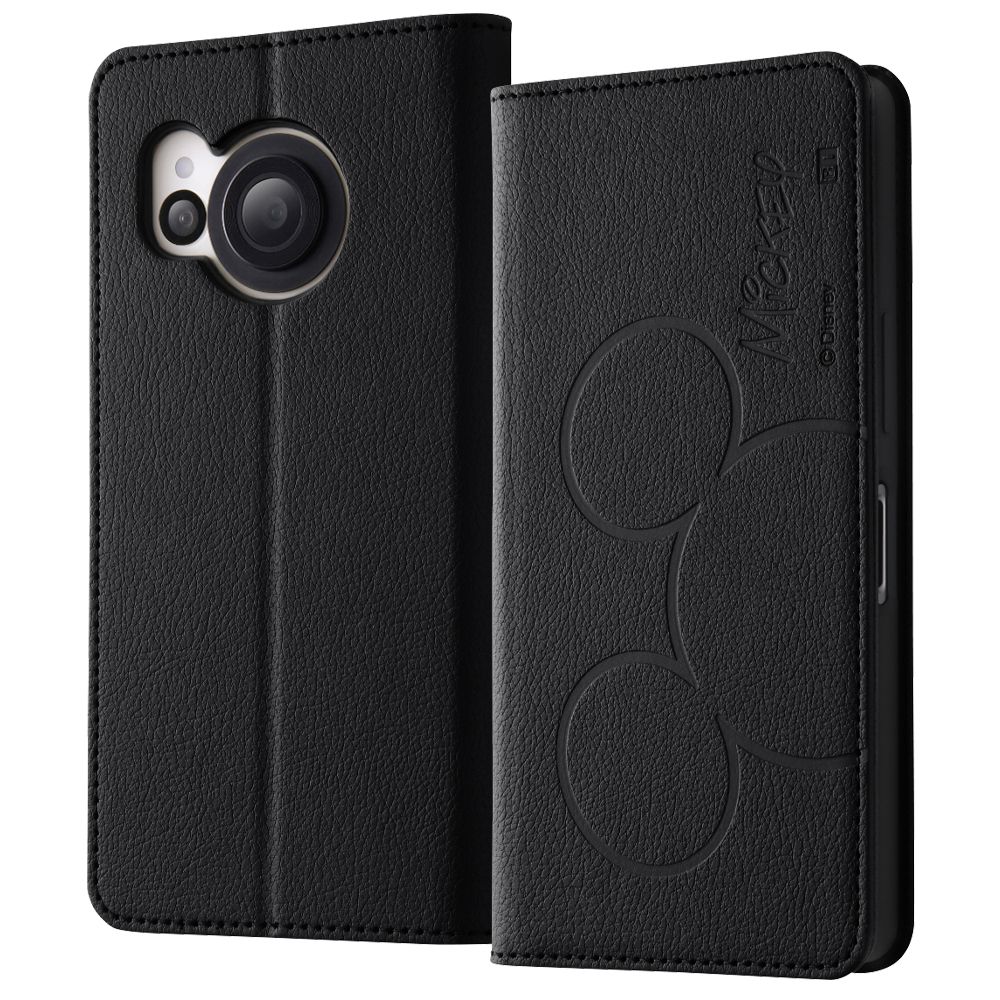 『ディズニーキャラクター』/耐衝撃 手帳型レザーケース シンプル/ミッキーマウス