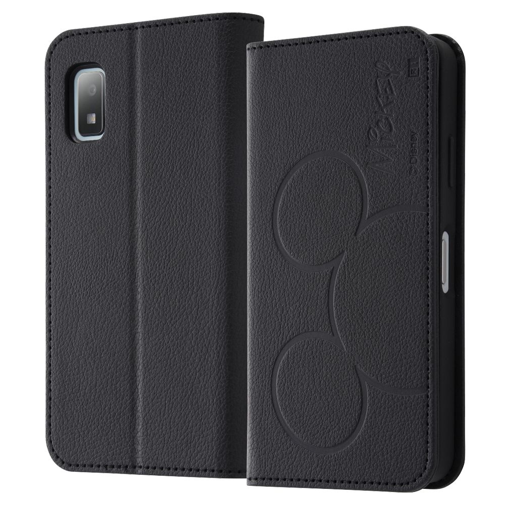 『ディズニーキャラクター』/耐衝撃 手帳型レザーケース シンプル/ミッキーマウス