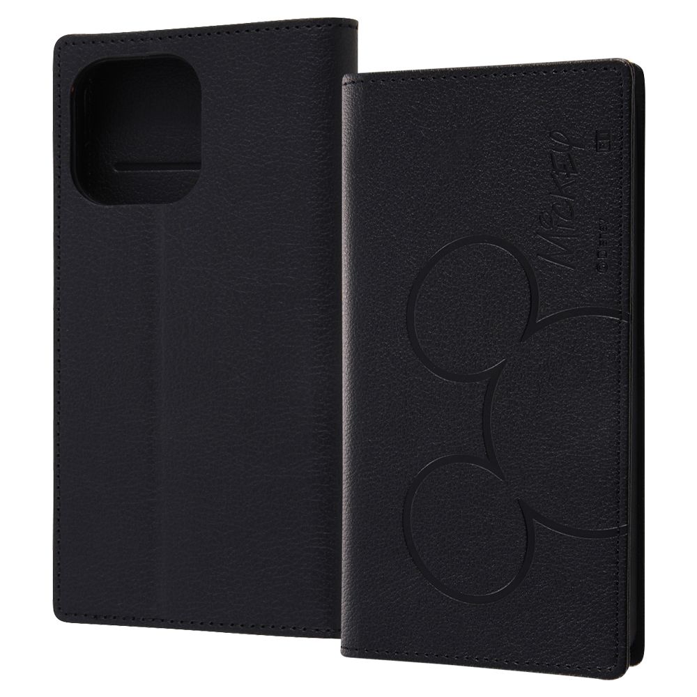 『ディズニーキャラクター』/耐衝撃 手帳型レザーケース シンプル/ミッキーマウス