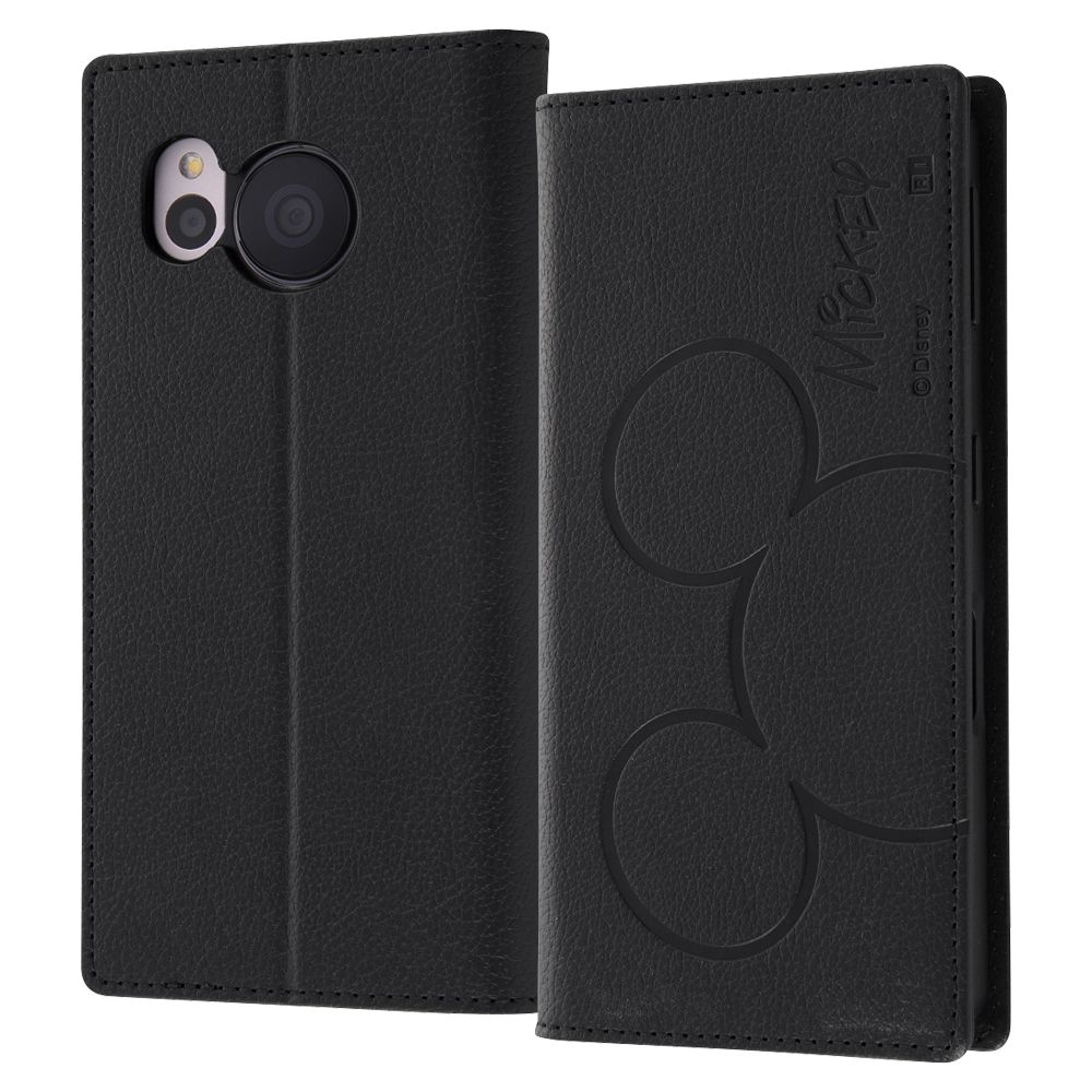 『ディズニーキャラクター』/耐衝撃 手帳型レザーケース シンプル/ミッキーマウス