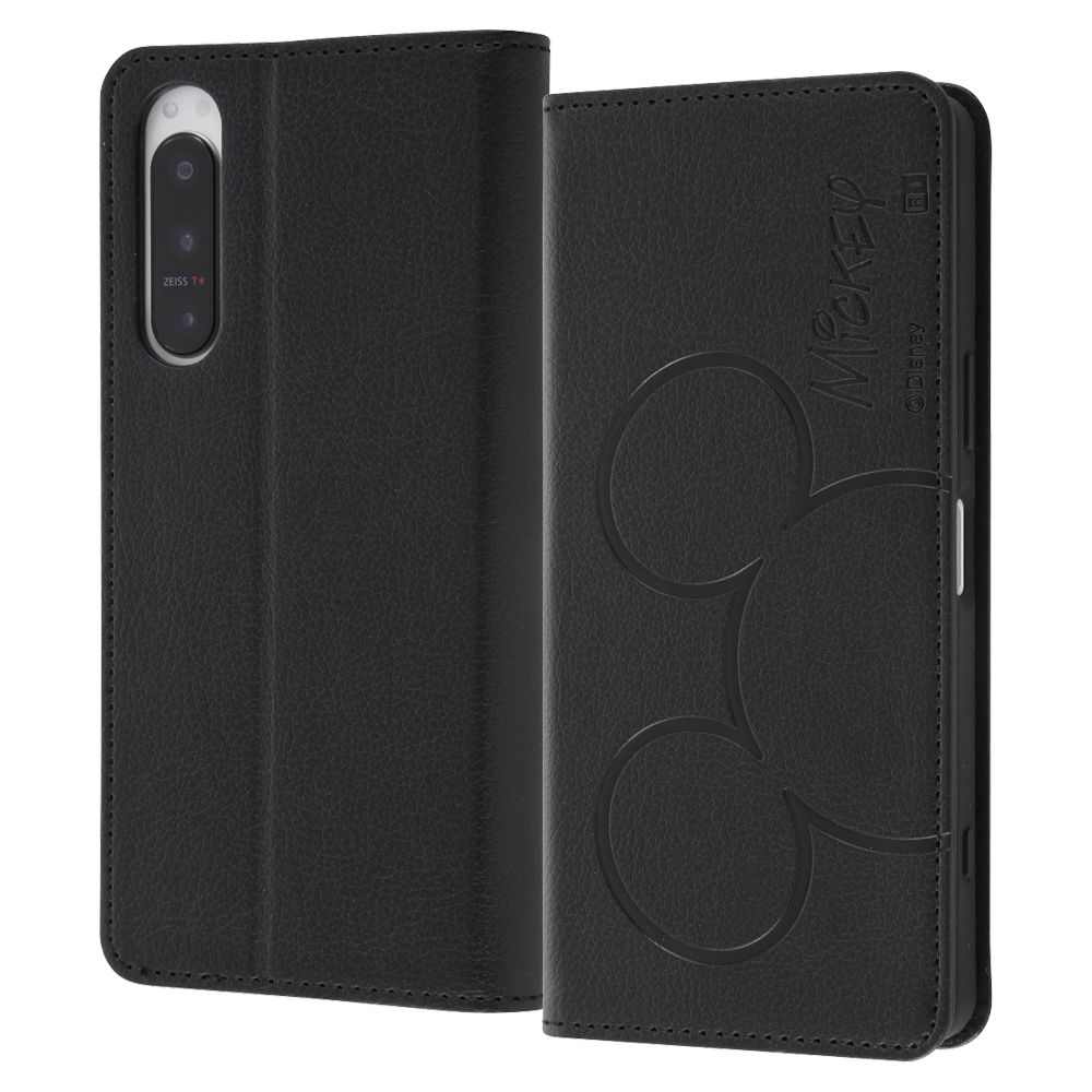 『ディズニーキャラクター』/耐衝撃 手帳型レザーケース シンプル/ミッキーマウス