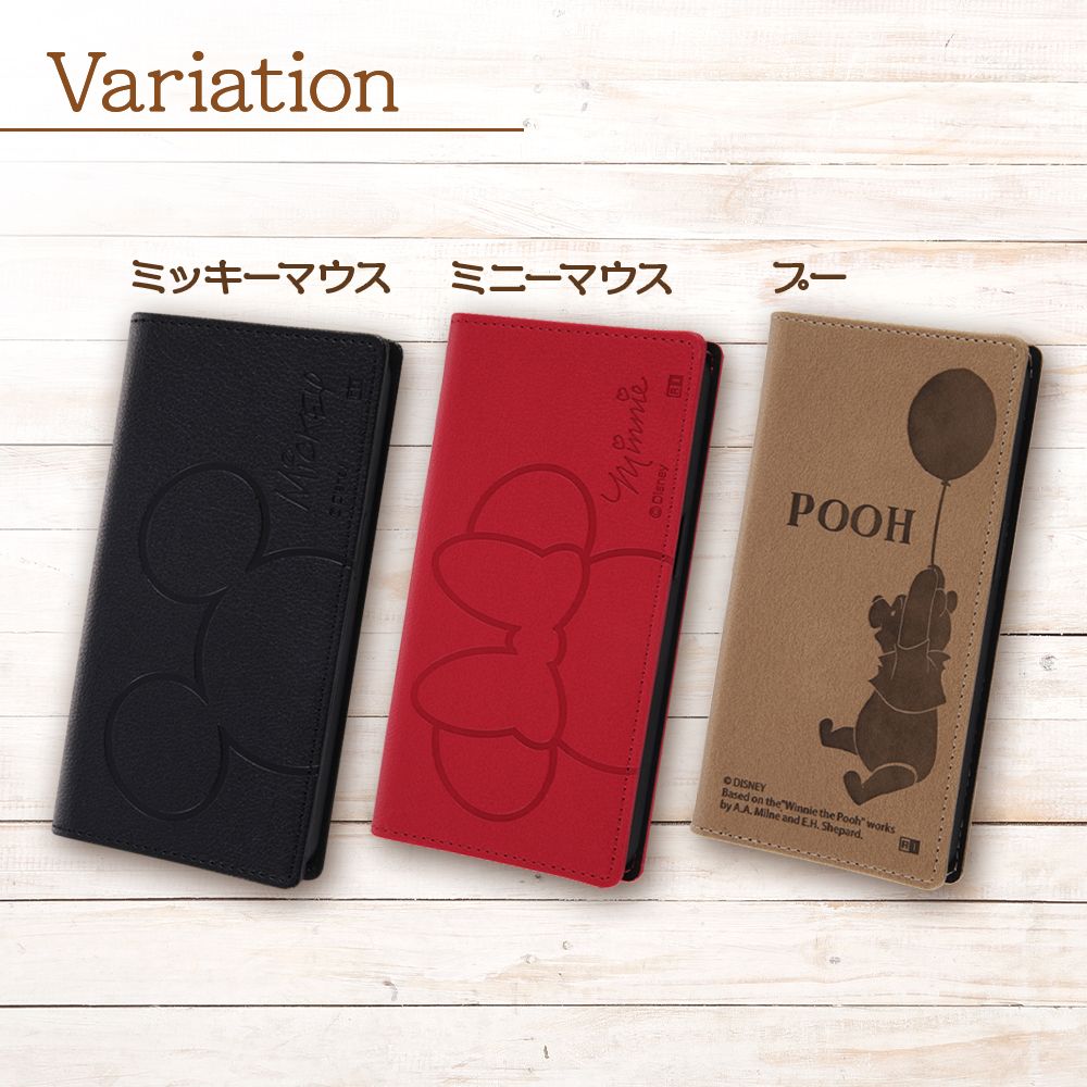 『ディズニーキャラクター』/耐衝撃 手帳型レザーケース シンプル/ミッキーマウス