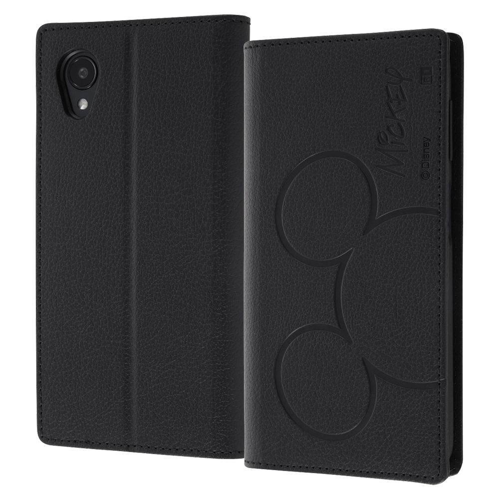 『ディズニーキャラクター』/耐衝撃 手帳型レザーケース シンプル/ミッキーマウス