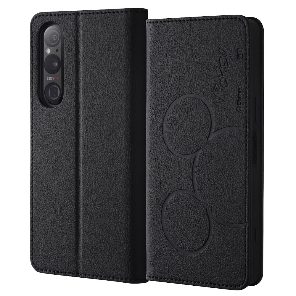 『ディズニーキャラクター』/耐衝撃 手帳型レザーケース シンプル/ミッキーマウス