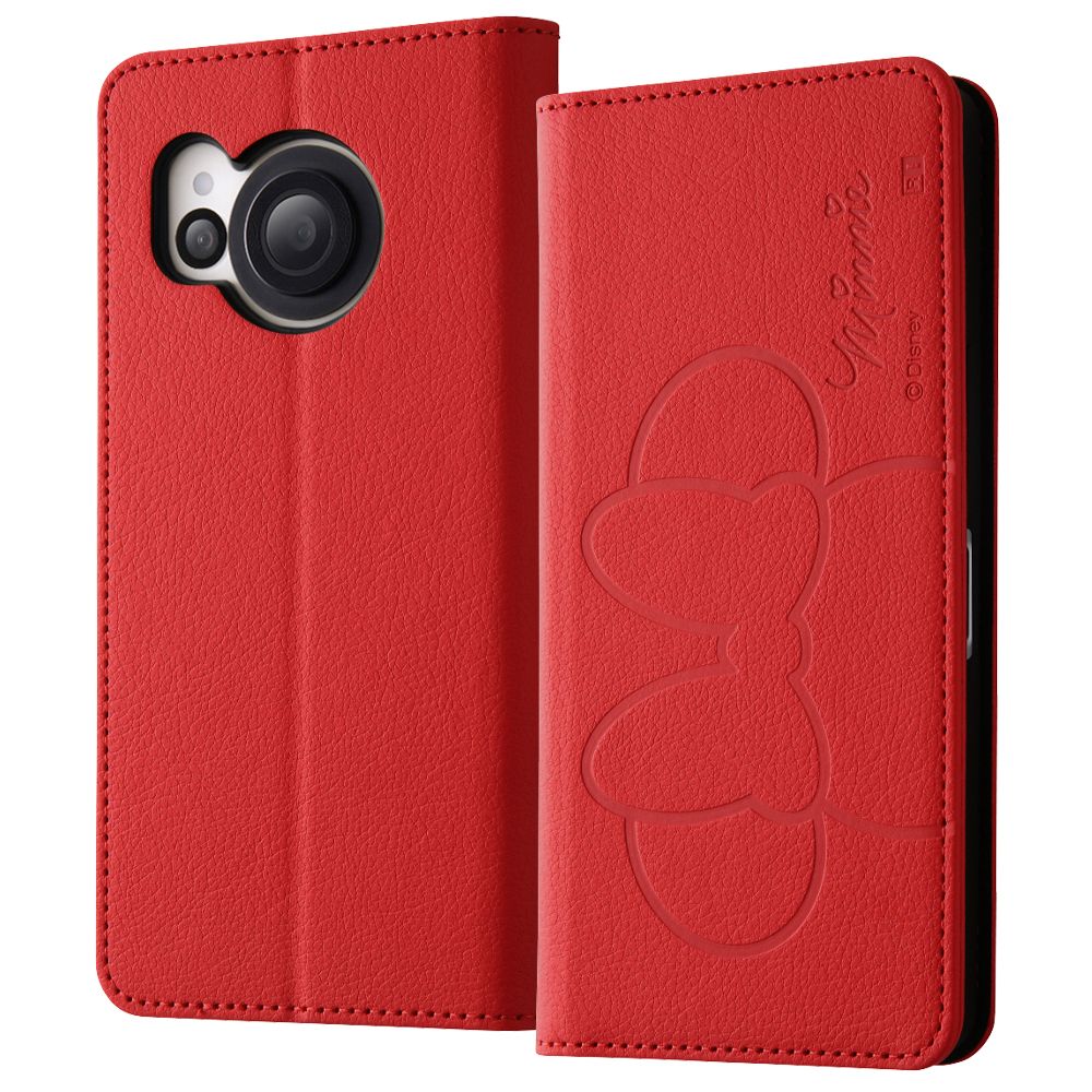 『ディズニーキャラクター』/耐衝撃 手帳型レザーケース シンプル/ミニーマウス