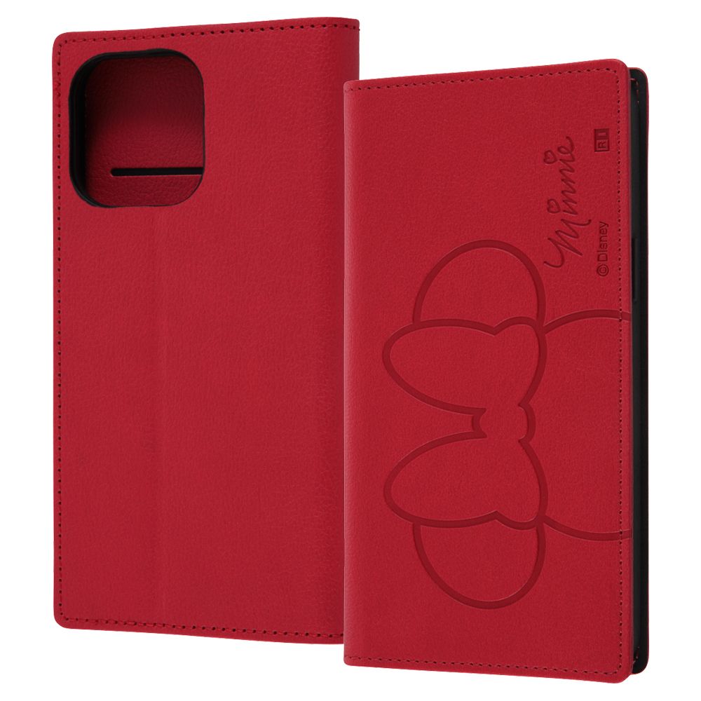 『ディズニーキャラクター』/耐衝撃 手帳型レザーケース シンプル/ミニーマウス
