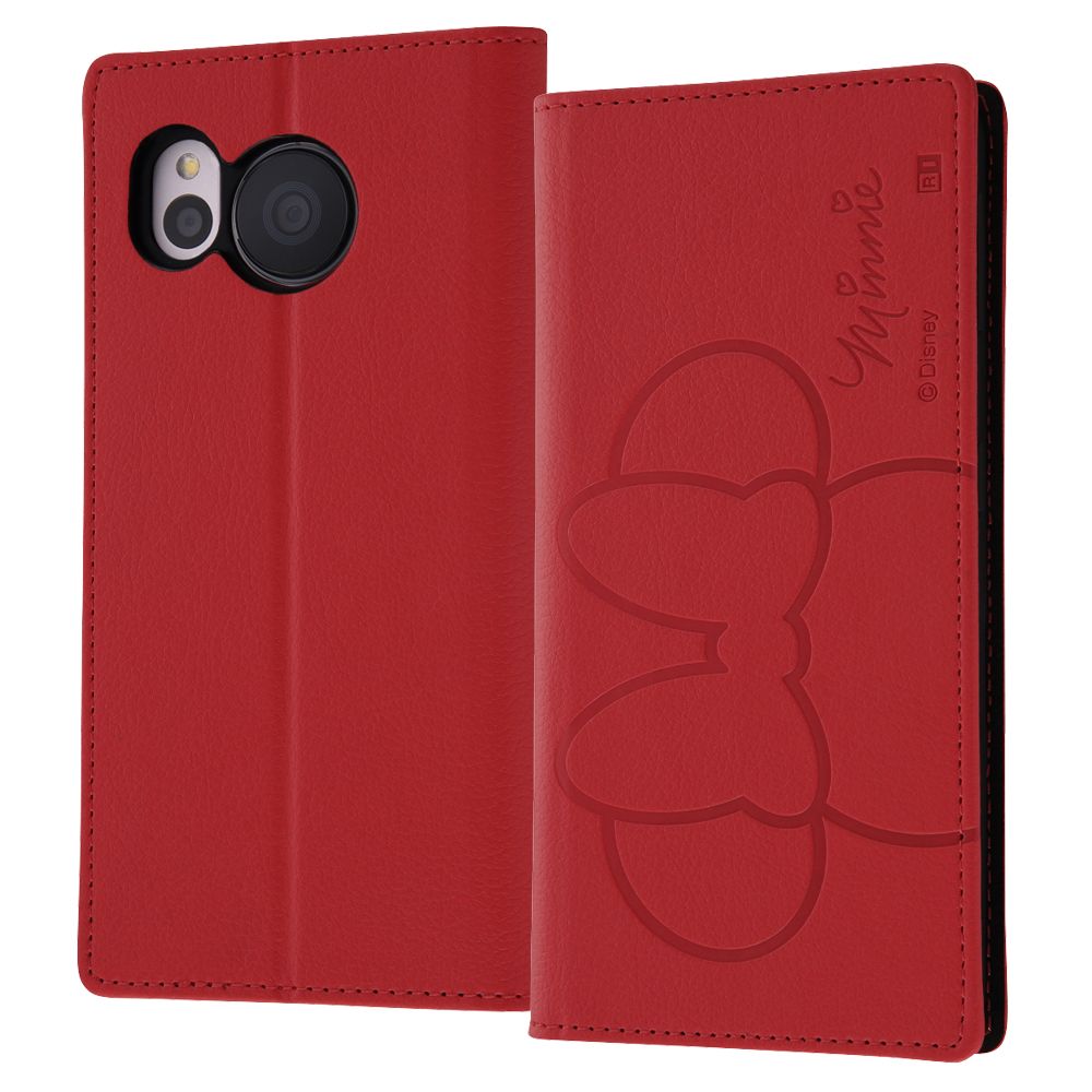 『ディズニーキャラクター』/耐衝撃 手帳型レザーケース シンプル/ミニーマウス