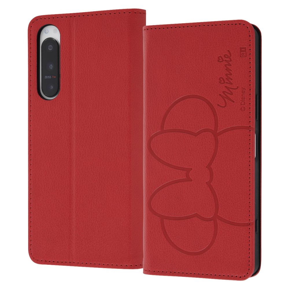 『ディズニーキャラクター』/耐衝撃 手帳型レザーケース シンプル/ミニーマウス