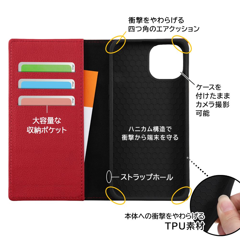 『ディズニーキャラクター』/耐衝撃 手帳型レザーケース シンプル/ミニーマウス