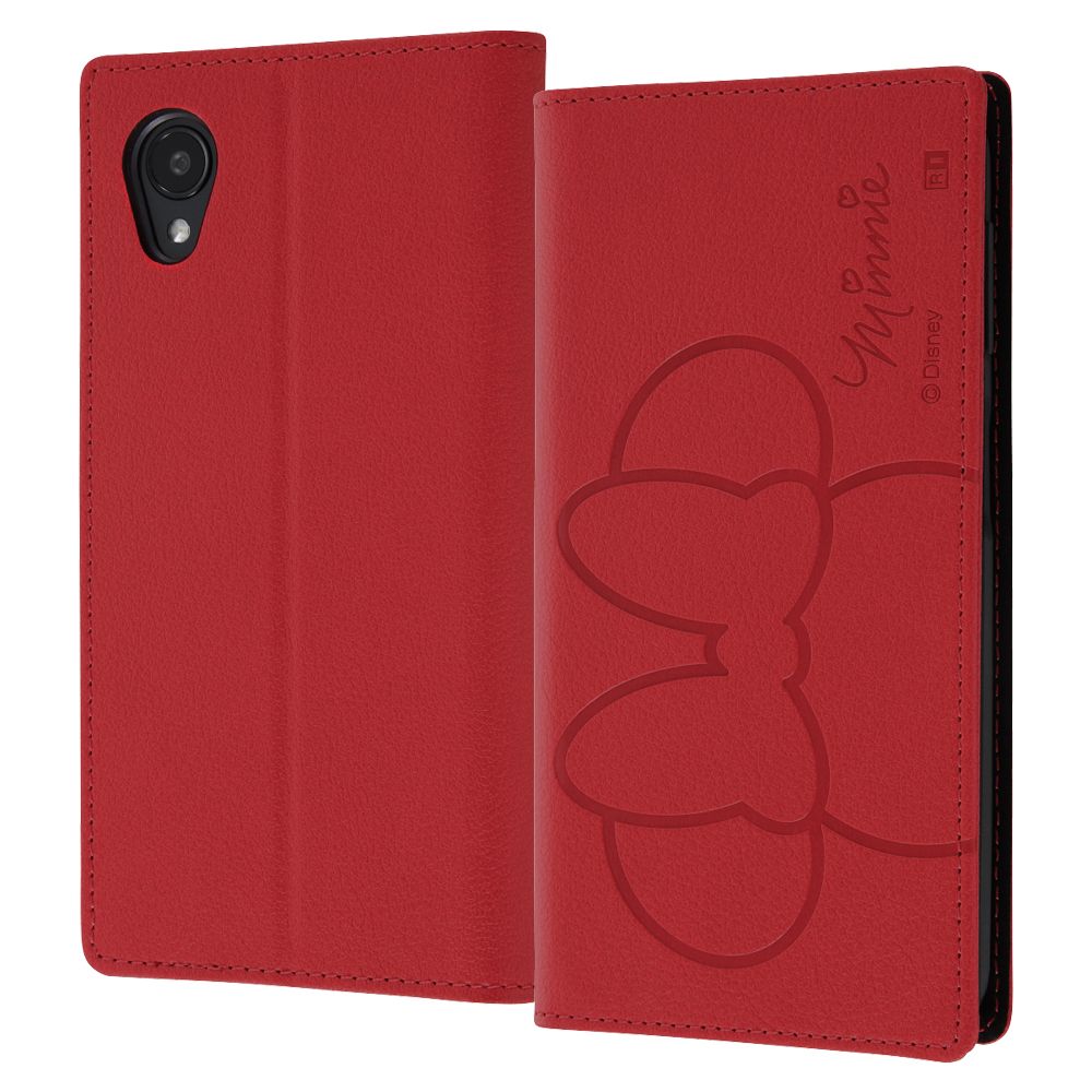 『ディズニーキャラクター』/耐衝撃 手帳型レザーケース シンプル/ミニーマウス