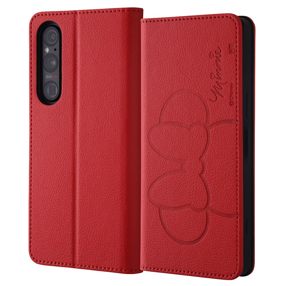 『ディズニーキャラクター』/耐衝撃 手帳型レザーケース シンプル/ミニーマウス