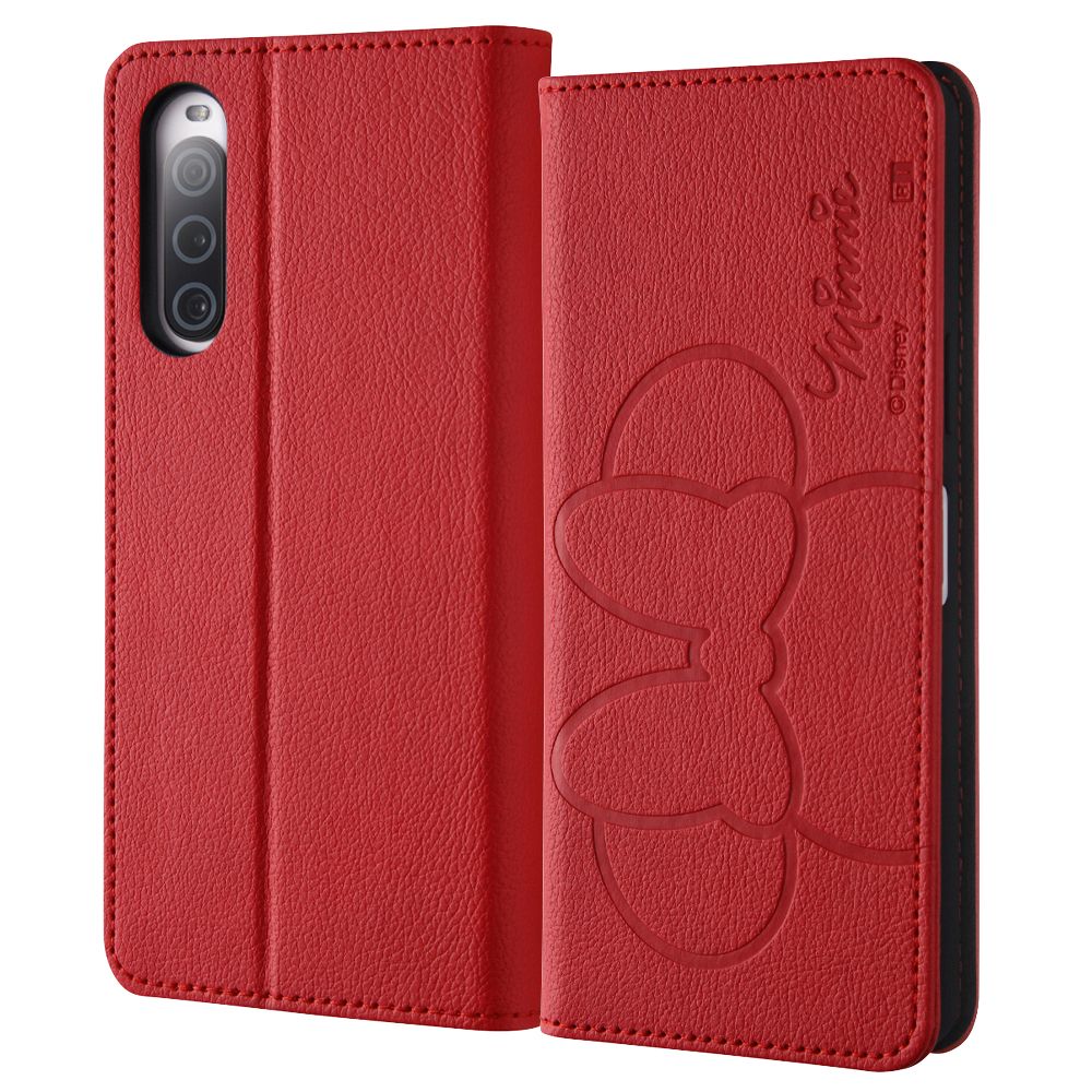 『ディズニーキャラクター』/耐衝撃 手帳型レザーケース シンプル/ミニーマウス