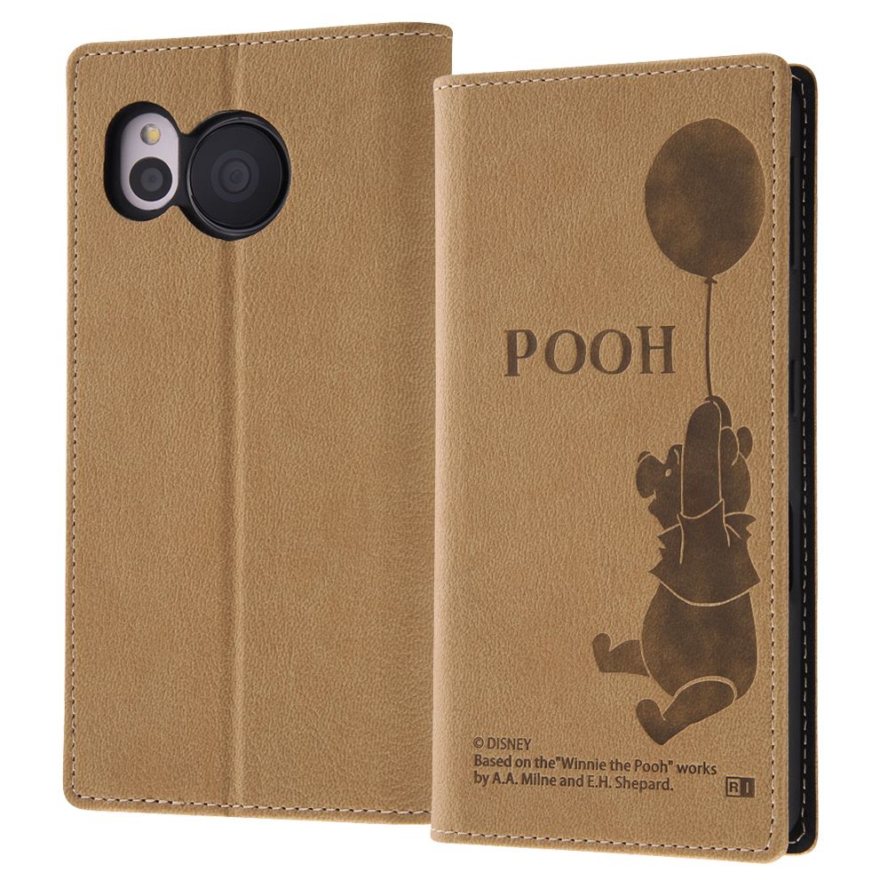 『ディズニーキャラクター』/耐衝撃 手帳型レザーケース シンプル/プー