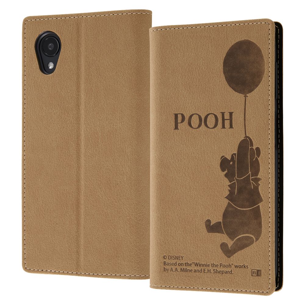 『ディズニーキャラクター』/耐衝撃 手帳型レザーケース シンプル/プー